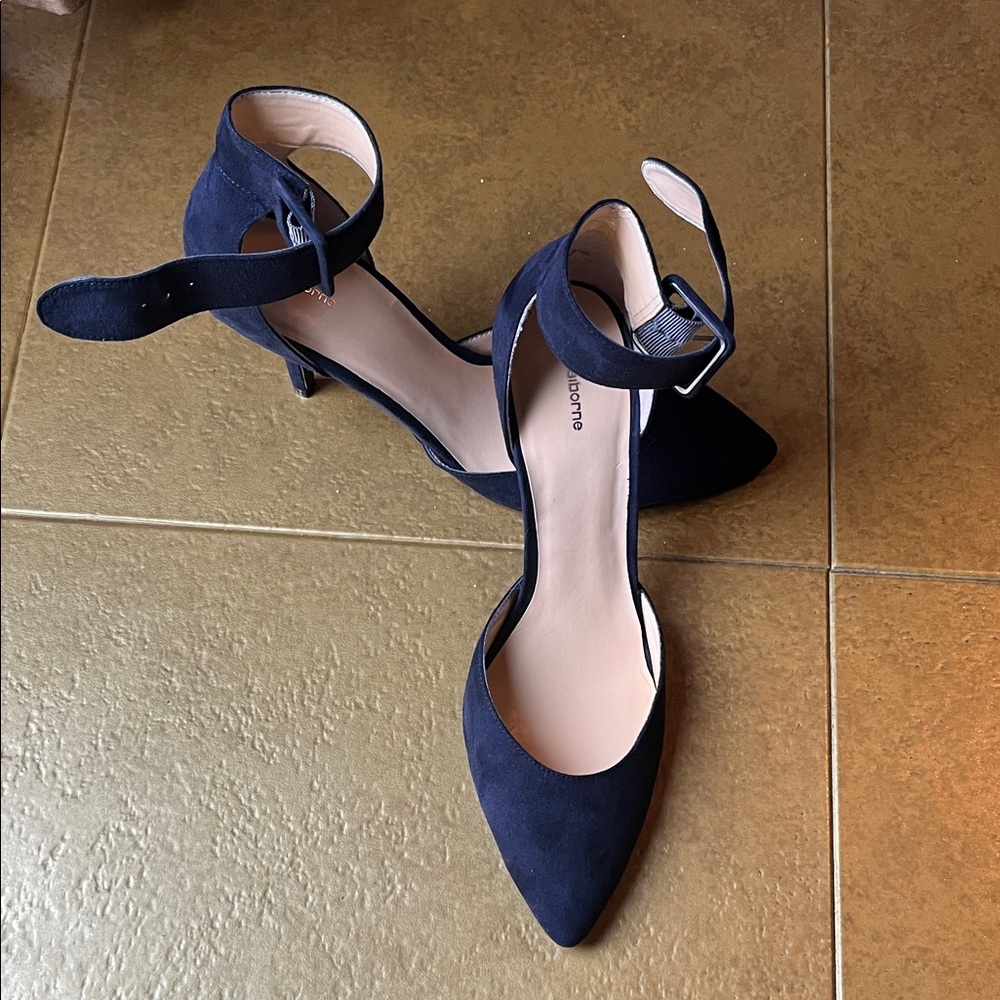 Liz Claiborne Navy Ankle Strap Heels